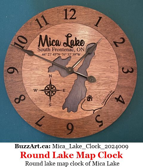 Round lake map clock of Mica Lake